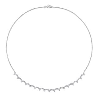 0.59 CT. T.W. Diamond Scallop Edge Necklace in 14K White Gold