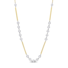 0.57 CT. T.W. Diamond Bezel and Bar Necklace in 14K Two-Toned Gold