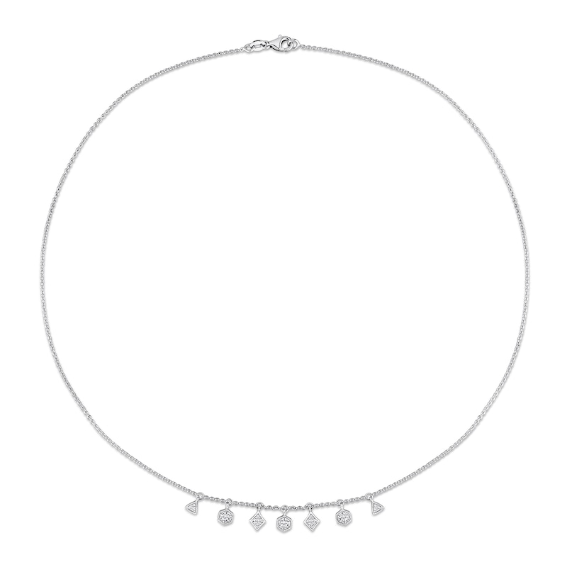 0.18 CT. T.W. Diamond Multi-Frame Station Necklace in 14K White Gold