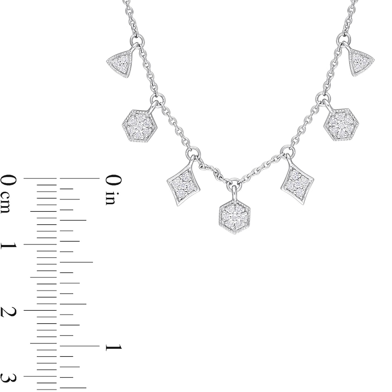 0.18 CT. T.W. Diamond Multi-Frame Station Necklace in 14K White Gold|Peoples Jewellers