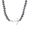 Men's 7.0-7.5mm Black Freshwater Cultured Pearl Anchor Necklace in Sterling Silver