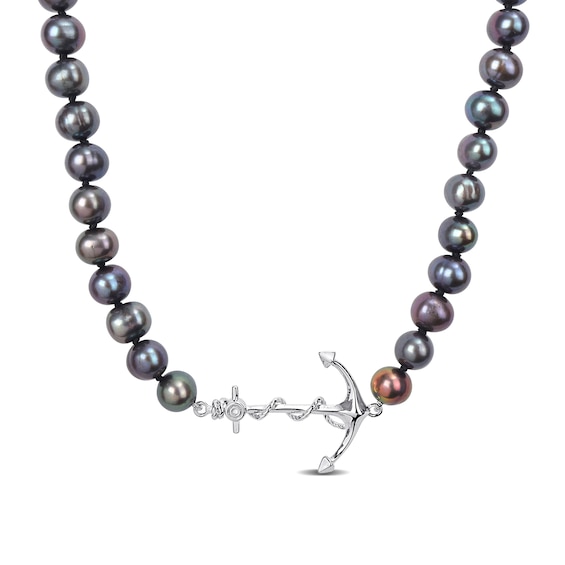 9.0mm Baroque Black Cultured Tahitian Pearl Strand Necklace with 14K White  Gold Clasp