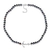 Men's 7.0-7.5mm Black Freshwater Cultured Pearl Anchor Necklace in Sterling Silver