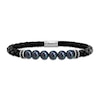 Thumbnail Image 0 of Men’s 0.11 Black Diamond and Black Tahitian Cultured Pearl Bracelet in Leather and Sterling Silver