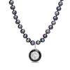 Men's 7.0-7.5mm Black Freshwater Cultured Pearl Compass Necklace in Sterling Silver