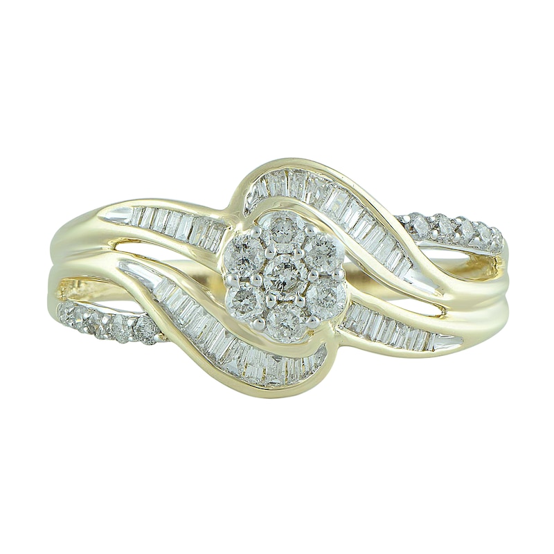 0.45 CT. T.W. Multi-Diamond Flower Bypass Ring in 10K Gold|Peoples Jewellers