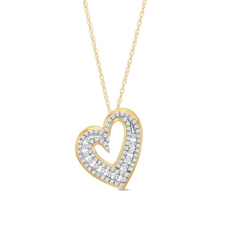 1.00 CT. T.W. Certified Lab-Created Diamond Tilted Heart Pendant in 10K Gold (F/SI2)