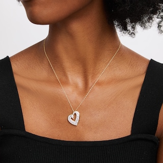 1.00 CT. T.W. Certified Lab-Created Diamond Tilted Heart Pendant in 10K Gold (F/SI2)