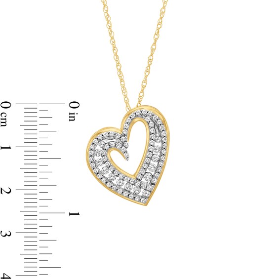 1.00 CT. T.W. Certified Lab-Created Diamond Tilted Heart Pendant in 10K Gold (F/SI2)