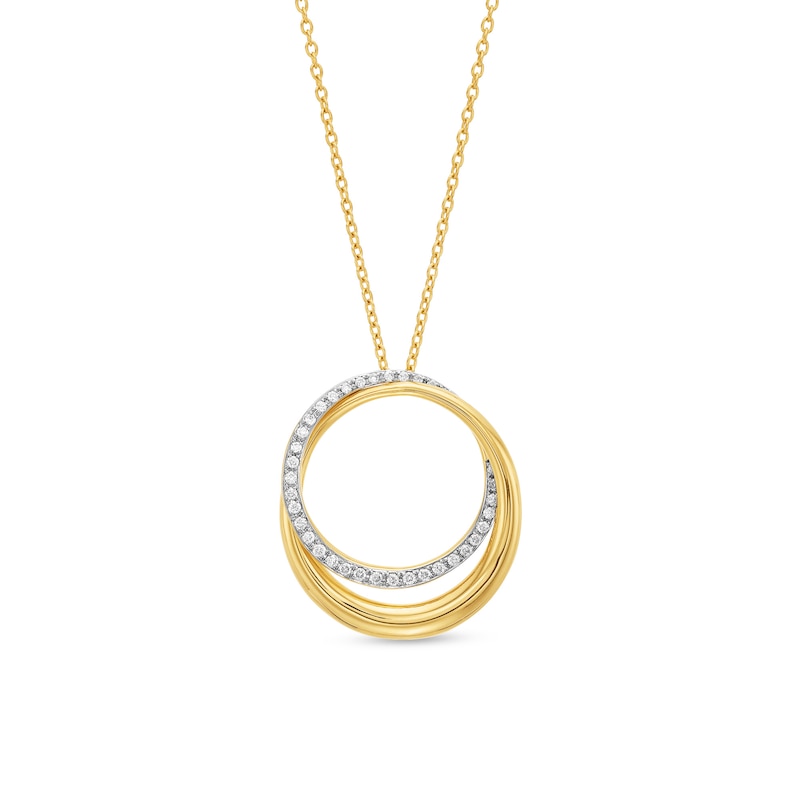 Italian Gold 0.15 CT. T.W. Diamond Double Circle Pendant in 18K Gold|Peoples Jewellers