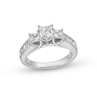 1.95 CT. T.W. Princess-Cut Diamond Past Present Future® Engagement Ring in 14K White Gold