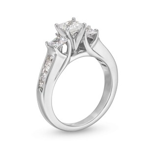 1.95 CT. T.W. Princess-Cut Diamond Past Present Future® Engagement Ring in 14K White Gold