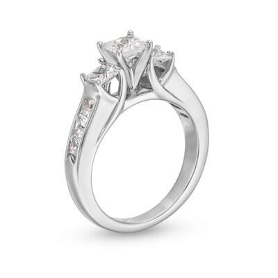 1.95 CT. T.W. Princess-Cut Diamond Past Present Future® Engagement Ring in 14K White Gold