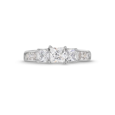 1.95 CT. T.W. Princess-Cut Diamond Past Present Future® Engagement Ring in 14K White Gold