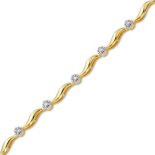 0.15 CT. T.W. Diamond Wave Link Alternating Bracelet in 10K Gold