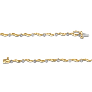 0.15 CT. T.W. Diamond Wave Link Alternating Bracelet in 10K Gold