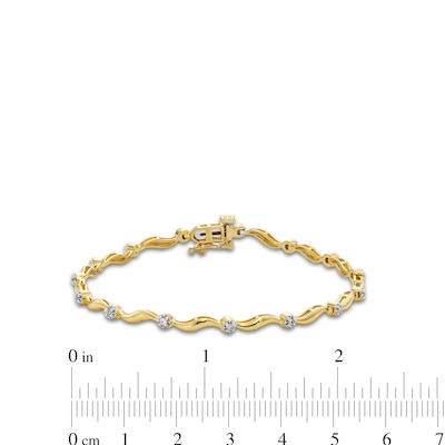 0.15 CT. T.W. Diamond Wave Link Alternating Bracelet in 10K Gold