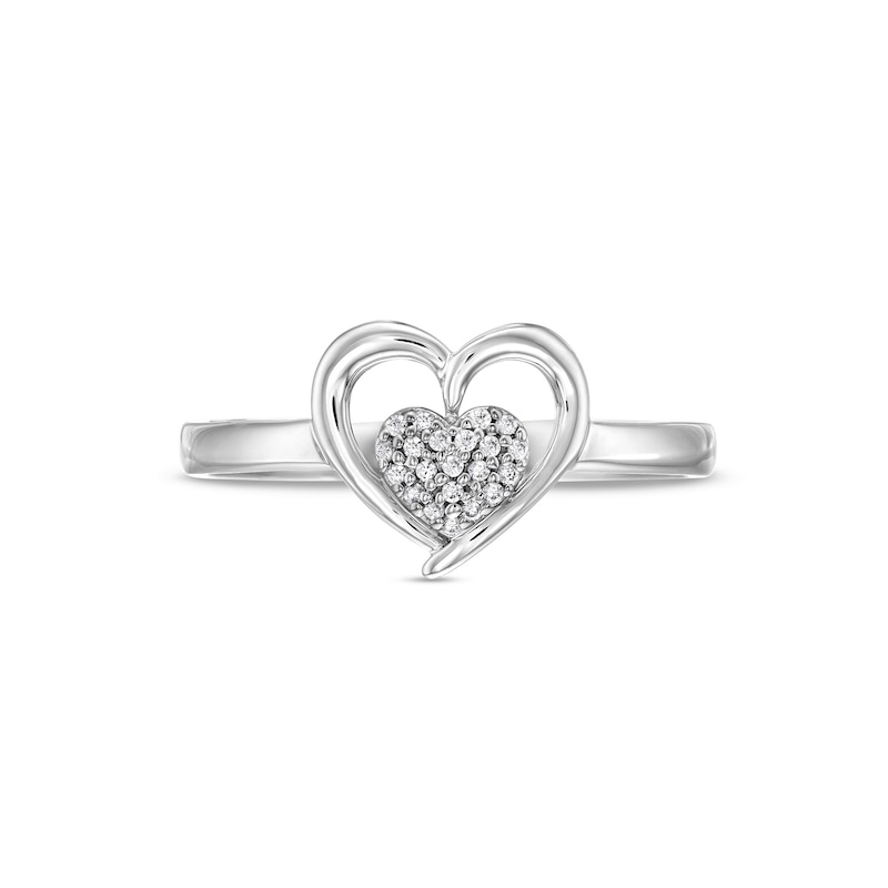 0.06 CT. T.W. Diamond Heart Framed Promise Ring in Sterling Silver|Peoples Jewellers