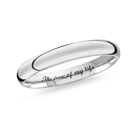 3.0mm Engravable Dome Confort-Fit Wedding Band in 14K White Gold (1 Finish and Line)