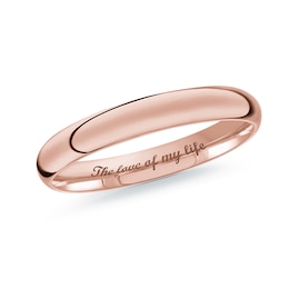 3.0mm Engravable Dome Confort-Fit Wedding Band in 14K Rose Gold (1 Finish and Line)