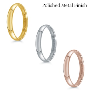 3.0mm Engravable Dome Confort-Fit Wedding Band in 14K Rose Gold (1 Finish and Line)