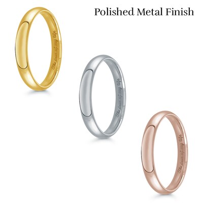 3.0mm Engravable Dome Confort-Fit Wedding Band in 14K Rose Gold (1 Finish and Line)