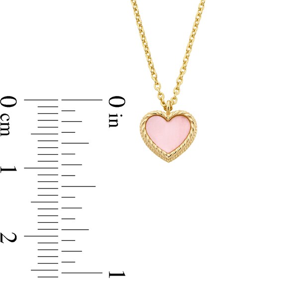 6.0mm Heart-Shaped Pink and White Mother-of-Pearl Frame Reversible Pendant in 14K Gold