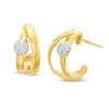 Thumbnail Image 0 of Italian Gold 0.18 CT. T.W. Diamond Double Loop J- Hoop Earrings in 18K Gold