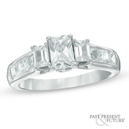 1.95 CT. T.W. Emerald-Cut Diamond Past Present Future® Engagement Ring in 14K White Gold