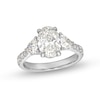 2.75 CT. T.W. Certified Oval and Trillion-Cut Lab-Created Diamond Engagement Ring in 14K White Gold (F/VS2)