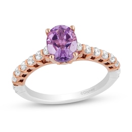 Enchanted Disney Rapunzel Oval Light Purple Amethyst and 0.37 CT. T.W. Diamond Engagement Ring in 14K Two-Tone Gold