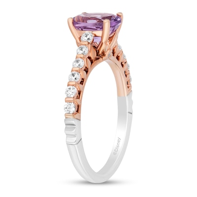 Enchanted Disney Rapunzel Oval Light Purple Amethyst and 0.37 CT. T.W. Diamond Engagement Ring in 14K Two-Tone Gold