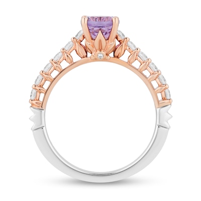 Enchanted Disney Rapunzel Oval Light Purple Amethyst and 0.37 CT. T.W. Diamond Engagement Ring in 14K Two-Tone Gold