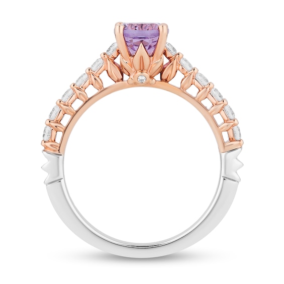 Enchanted Disney Rapunzel Oval Light Purple Amethyst and 0.37 CT. T.W. Diamond Engagement Ring in 14K Two-Tone Gold