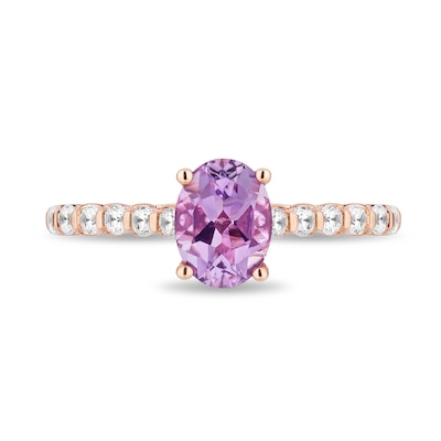 Enchanted Disney Rapunzel Oval Light Purple Amethyst and 0.37 CT. T.W. Diamond Engagement Ring in 14K Two-Tone Gold