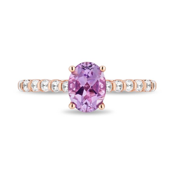 Enchanted Disney Rapunzel Oval Light Purple Amethyst and 0.37 CT. T.W. Diamond Engagement Ring in 14K Two-Tone Gold