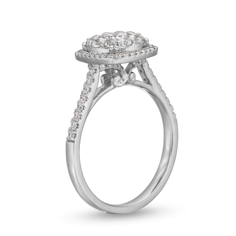 Celebration Canadian Ideal 1.00 CT. T.W. Certified Diamond Cushion Frame Engagement Ring in 14K White Gold (I/I1)|Peoples Jewellers