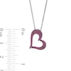 Lab-Created Ruby and White Lab-Created Sapphire Reversible Tilted Open Heart Pendant in Sterling Silver