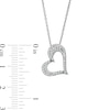 Lab-Created Ruby and White Lab-Created Sapphire Reversible Tilted Open Heart Pendant in Sterling Silver