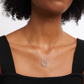 Circle of Gratitude® Collection 0.10 CT. T.W. Diamond and Polished Twist with Offset Heart Necklace in Sterling Silver