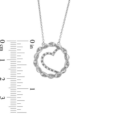 Circle of Gratitude® Collection 0.10 CT. T.W. Diamond and Polished Twist with Offset Heart Necklace in Sterling Silver