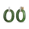 Jade and 0.40 CT. T.W. Diamond Oval Drop Earrings in 18K Gold