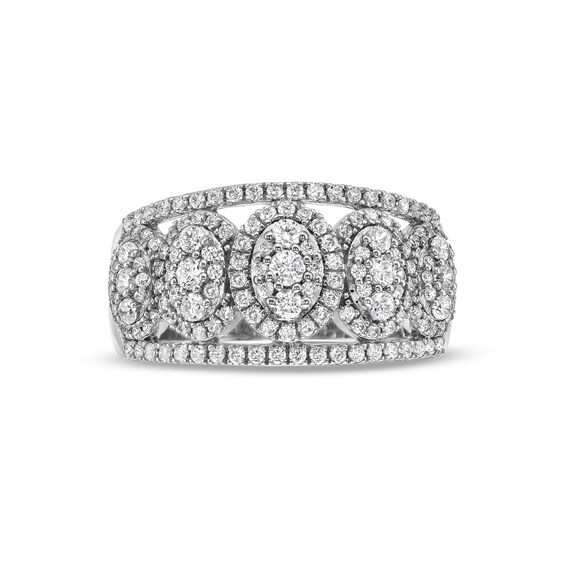 1.00 CT. T.W. Multi-Diamond Marquise Frame Ring in 10K White Gold