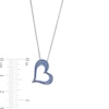 Thumbnail Image 5 of Blue and White Lab-Created Sapphire Reversible Tilted Open Heart Pendant in Sterling Silver