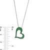 Lab-Created Emerald and White Lab-Created Sapphire Reversible Tilted Open Heart Pendant in Sterling Silver