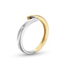 Blue Sapphire Solitaire Bypass Open Shank Ring in 10K Two-Tone Gold