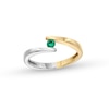 Emerald Solitaire Bypass Open Shank Ring in 10K Two-Tone Gold