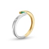 Emerald Solitaire Bypass Open Shank Ring in 10K Two-Tone Gold