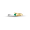 Thumbnail Image 3 of Emerald Solitaire Bypass Open Shank Ring in 10K Two-Tone Gold