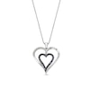 Thumbnail Image 0 of White Lab-Created Sapphire and Black Sapphire Double Heart Pendant in Sterling Silver